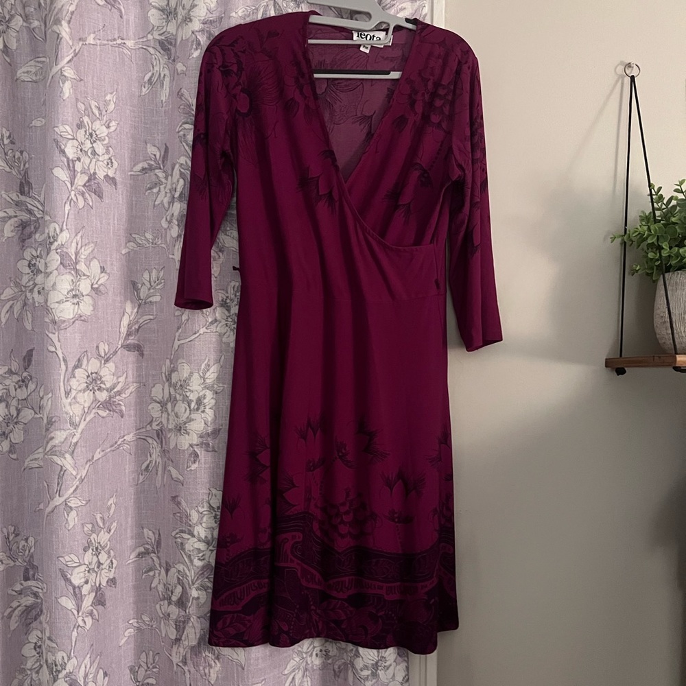 Magenta print Leota dress size PM medium petite